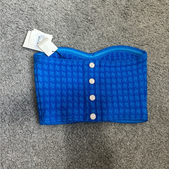 SANDRO Check Bandeau Crop Top sz S - Picture 10 of 10